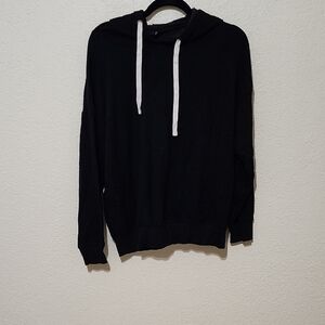 Buffalo David Bitton Black Hoodie with White Drawstrings